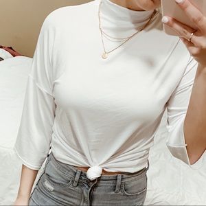 NWT Boohoo White High Neck Top